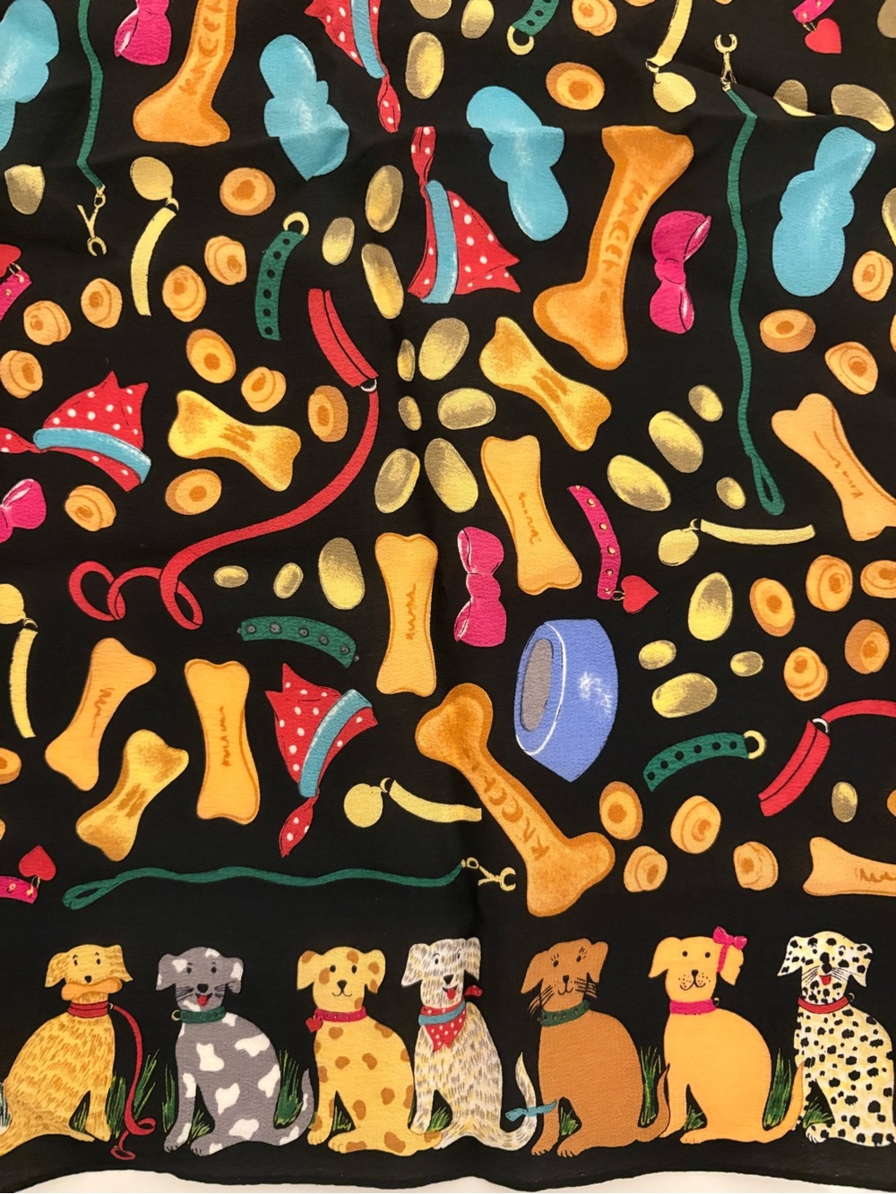 Vintage 1980s Dog Lover Silk Scarf
